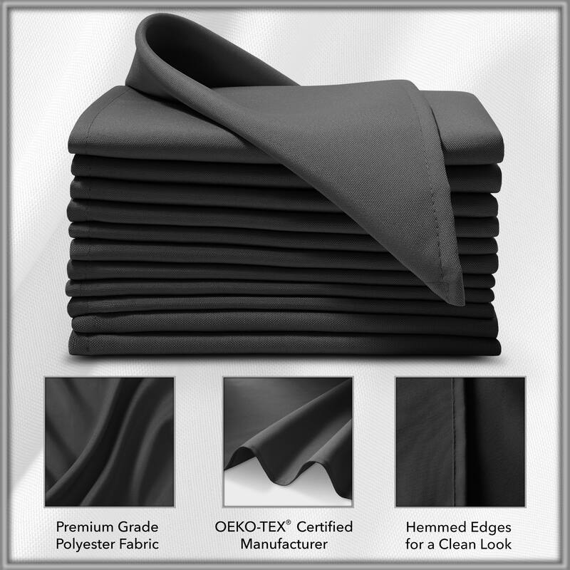 12 Pack 20 Inch Polyester Cloth Dinner Napkins for Party Restaurant