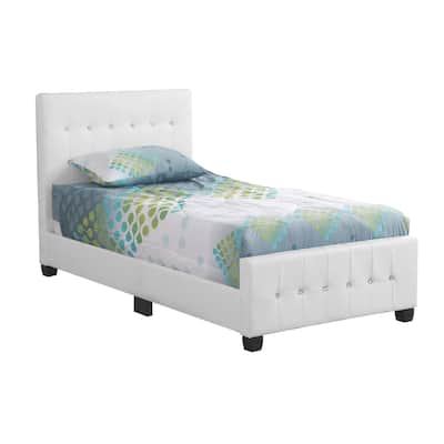 Jewel Tufted Twin Panel Bed - 83" - White