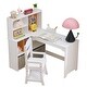 preview thumbnail 1 of 12, Kids Corner Desk and Chair Set – Study Table with Bookshelf, Cloth Drawer, and Bulletin Board, MDF Wood, for Ages 3–8