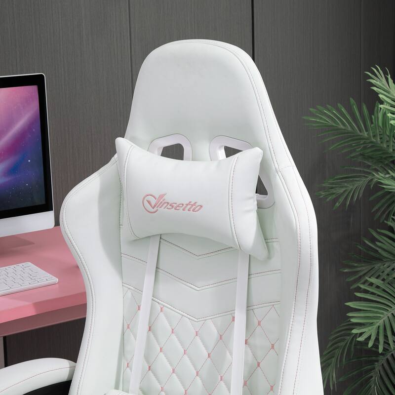Racing Gaming Chair - Diamond PU Leather, High-Back Swivel Recliner with Footrest, Lumbar Support, Adjustable Height