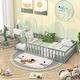 preview thumbnail 1 of 5, Kids Wood Montessori Bed Twin Floor Bed with Door & Fence