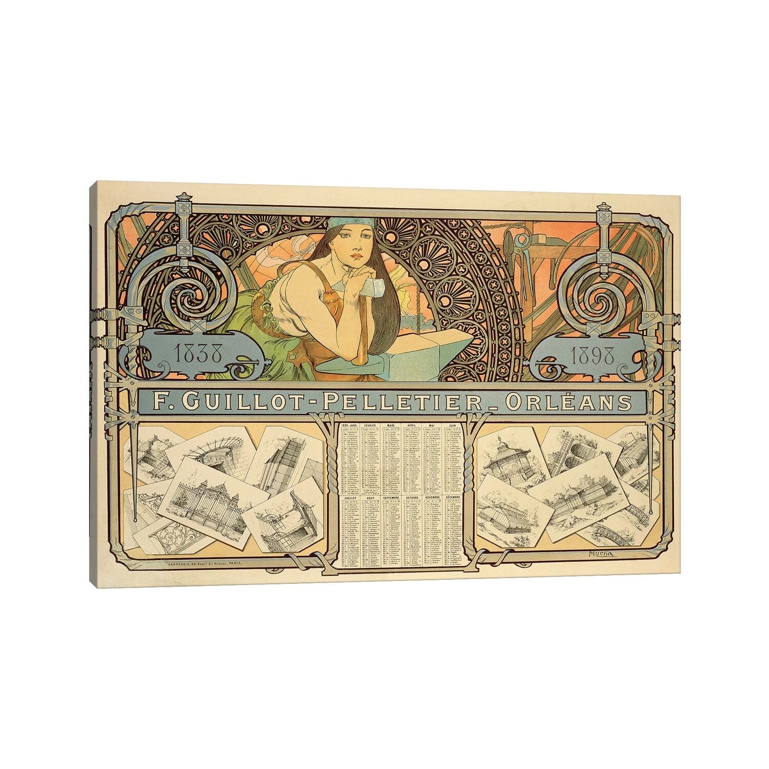 iCanvas "F. Guillot Pelletier Calendar, 1897 " by Alphonse Mucha Canvas  Print - Bed Bath & Beyond - 34087982