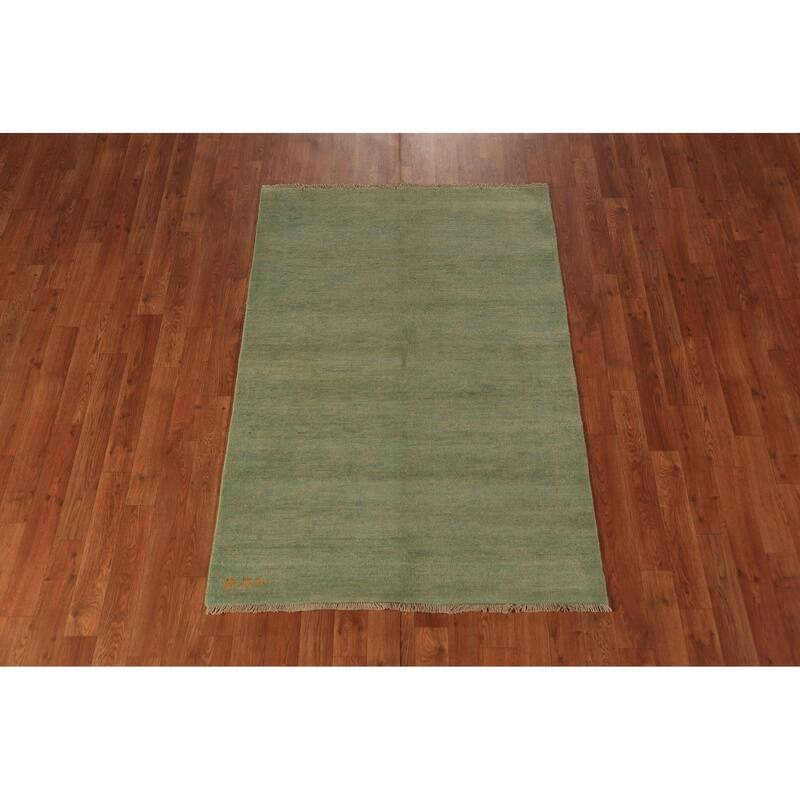 Gabbeh Modern Rug Handmade Solid Wool Carpet - 3'4" x 4'10"