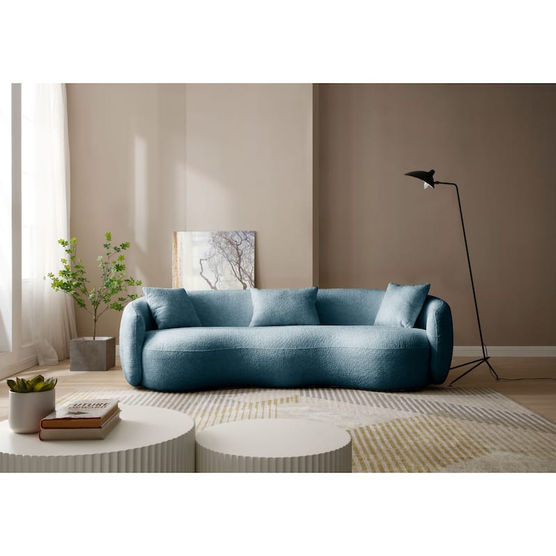 Modern Curved Boucle Fabric Couch - 41.30 x 93.60 x 26.90