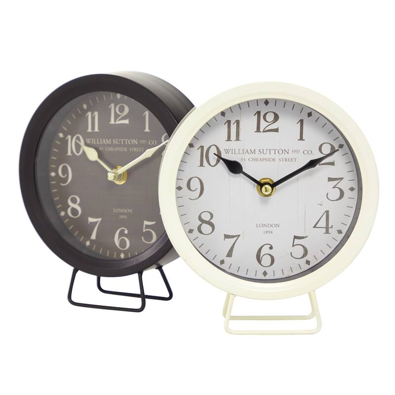 Black Metal Decorative Clock (Set of 2) - 6 x 2 x 7 Round