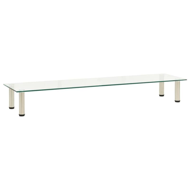 vidaXL TV Stand Entertainment Center HiFi Media Unit Furniture Tempered Glass - 55.1" x 13.8" x 6.7" - Transparent