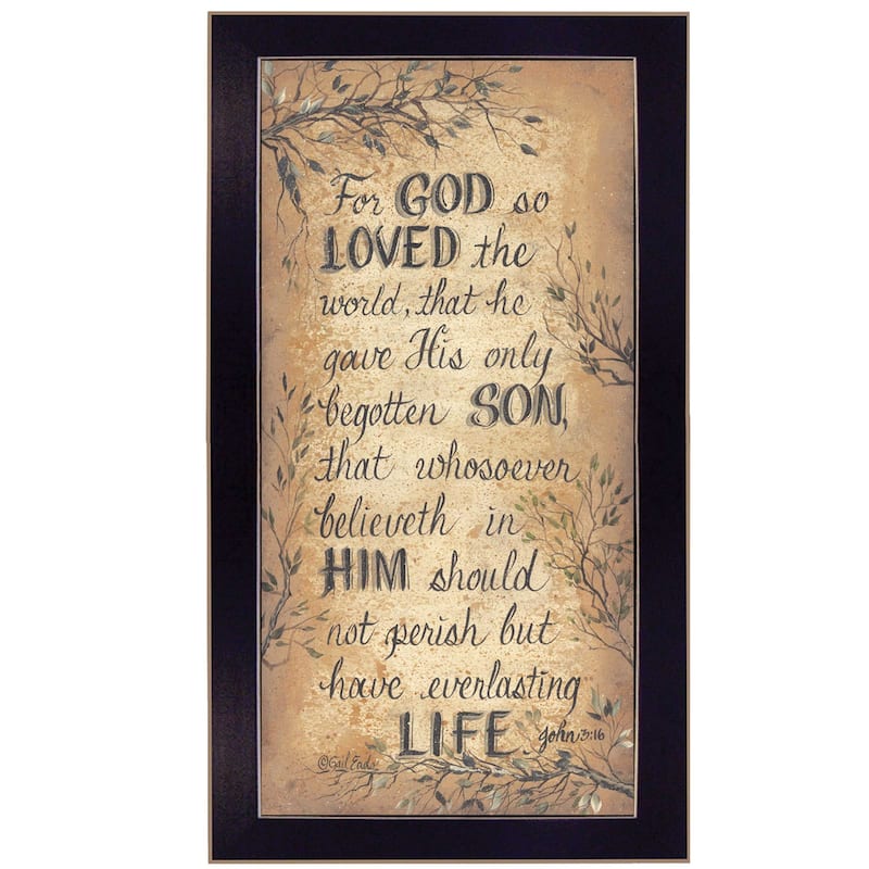 TrendyDecor4U Contemporary "For God So Loved" Framed Print Wall Art by Gail Eads