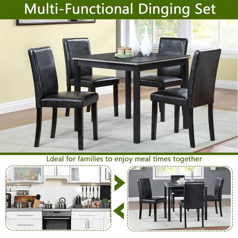 5 Piece Wooden Dining Table Set, Kitchen Table Set,Wooden Dining Table