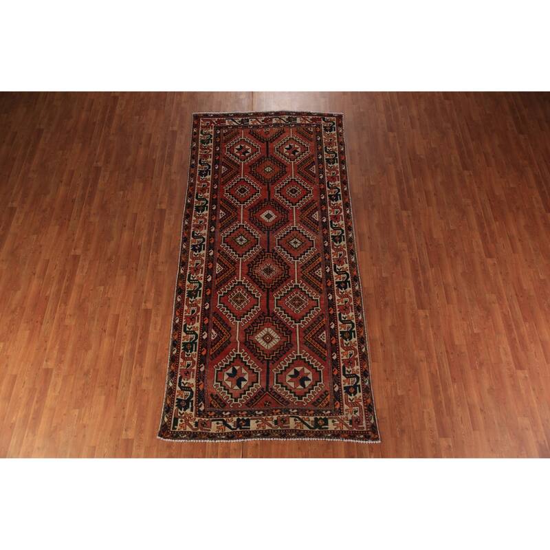All-Over Geometric Bakhtiari Persian Area Rug Handmade Wool Carpet - 5'0"x 10'9"