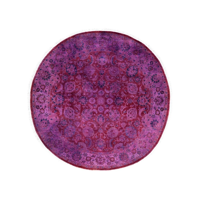 Fine Vibrance One-of-a-Kind Hand-Knotted Area Rug - Pink, 5' 1" x 5' 1" - 5' 1" x 5' 1"
