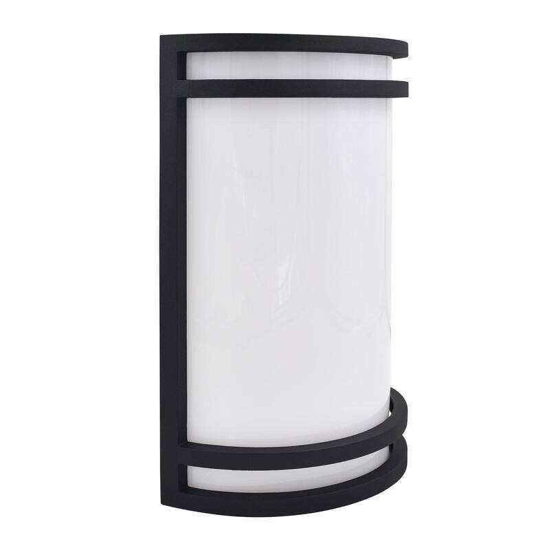 Luxrite 10 in. Black Outdoor LED Wall Sconce Light Fixture 5CCT 2700K-5000K 15W Half Cylinder ETL IP54 Waterproof - 5 Color Selectable 27/30/35/40/50