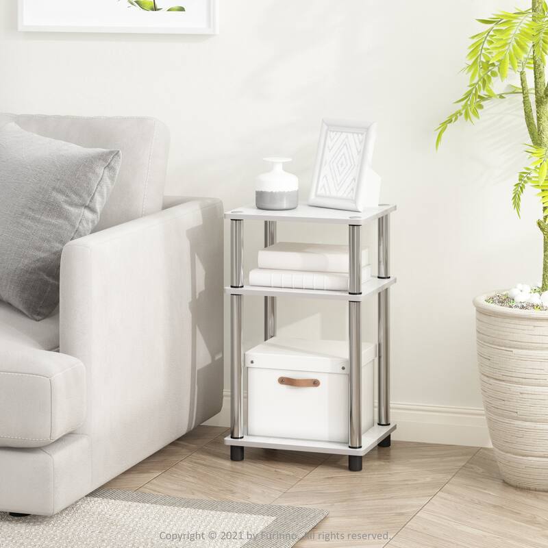 Furinno Just 3-Tier Turn-N-Tube End Table, 2-Pack