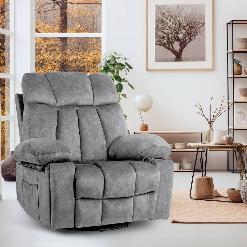 Massage Swivel Rocker Recliner Chair, Ergonomic Lounge Chair with Rocking Function and Side Pocket, USB Charging Port