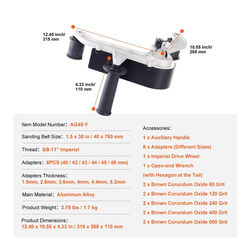 UIMOSO Belt Sander Adapter for Angle Grinder, Pipe or Tube Sanding Attachment with 5/8-11" Imperial Thread