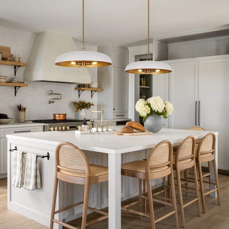 LamQee 20" Pendant Light Metal Dome Ceiling Hanging Chandelier - 19.7 inch