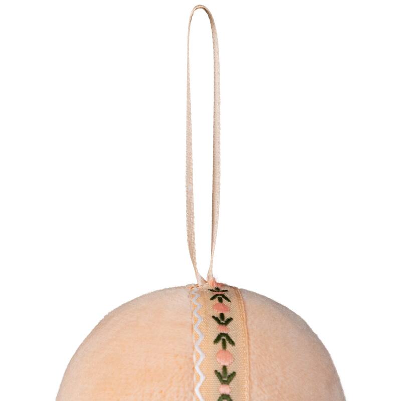 Plaid and Striped Christmas Ball Ornaments - 2.75" - Burgundy and Peach - Set of 4