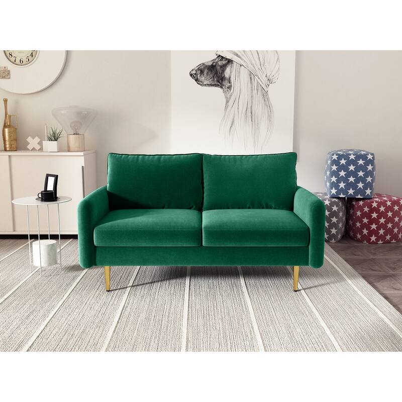 58'' Velvet Square Arm Loveseat - Green