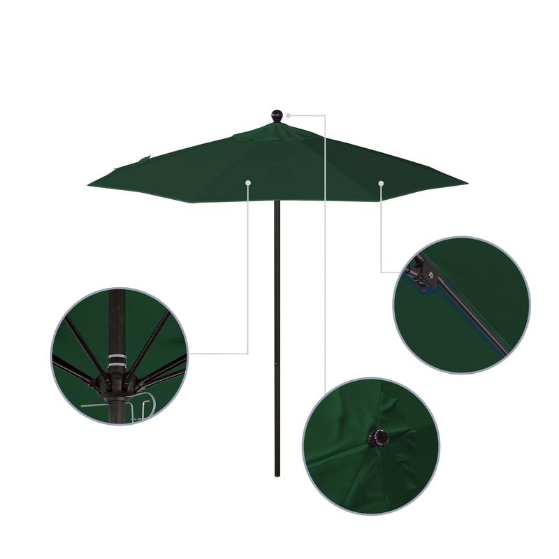 California Umbrella 7.5' Rd.. Aluminum Frame, Fiberglass Rib Market Umbrella, Push Open, Bronze Finish, Olefin Fabric