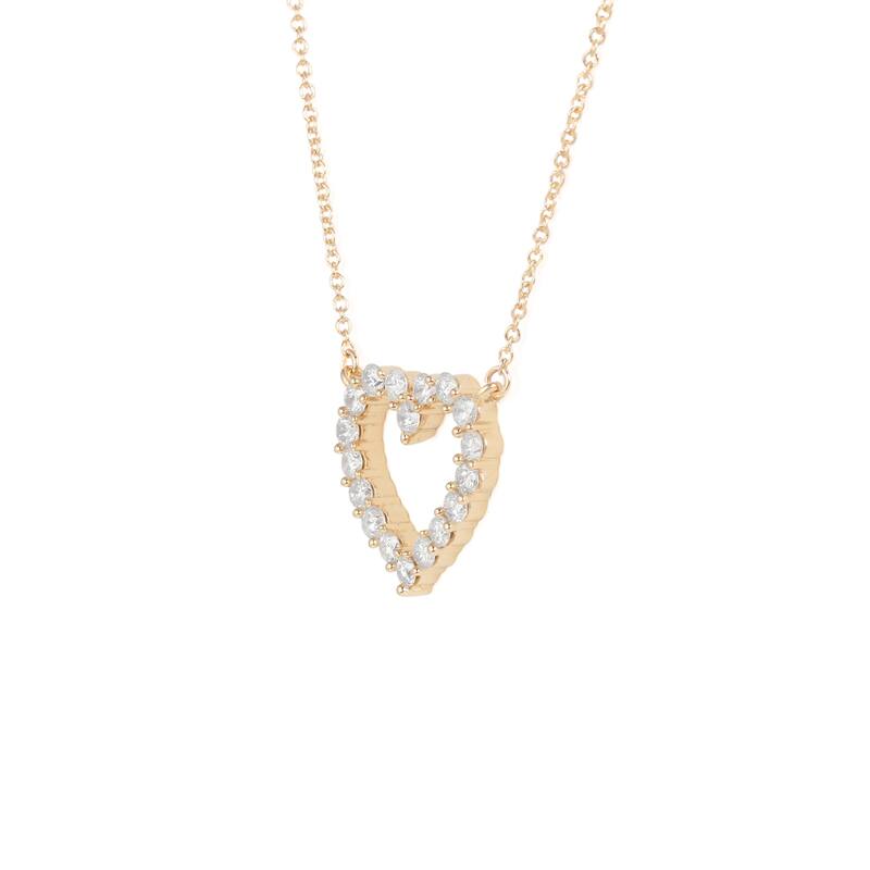 IGI Certified 14K Gold 1/2ct Diamond Open Heart Pendant Necklace for Women