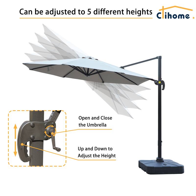 Clihome 11Ft Cantilever Umbrella With Crank And Base