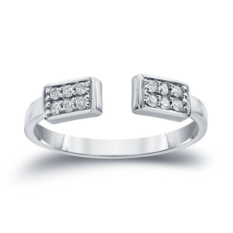 Auriya 14k Gold Stackable Open Bar Diamond Ring 1/8ct TW - White - 4