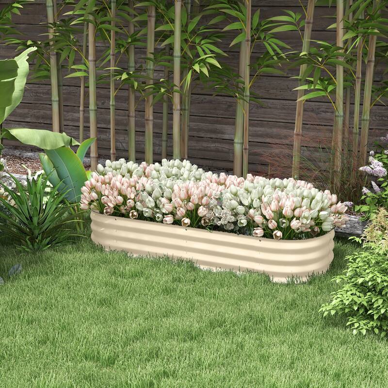 Modern Minimalist Garden Bed with Safety Edging, Easy DIY Stock Tank, for Growing Flowers Herbs Vegetables - 8' x 10'