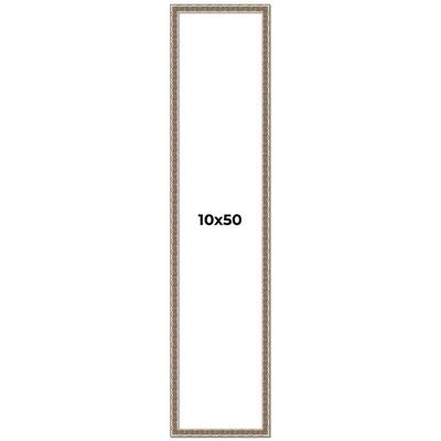 10x50 Frame Silver Versailles Ornate Solid Wood Picture Frame | 1 Inch