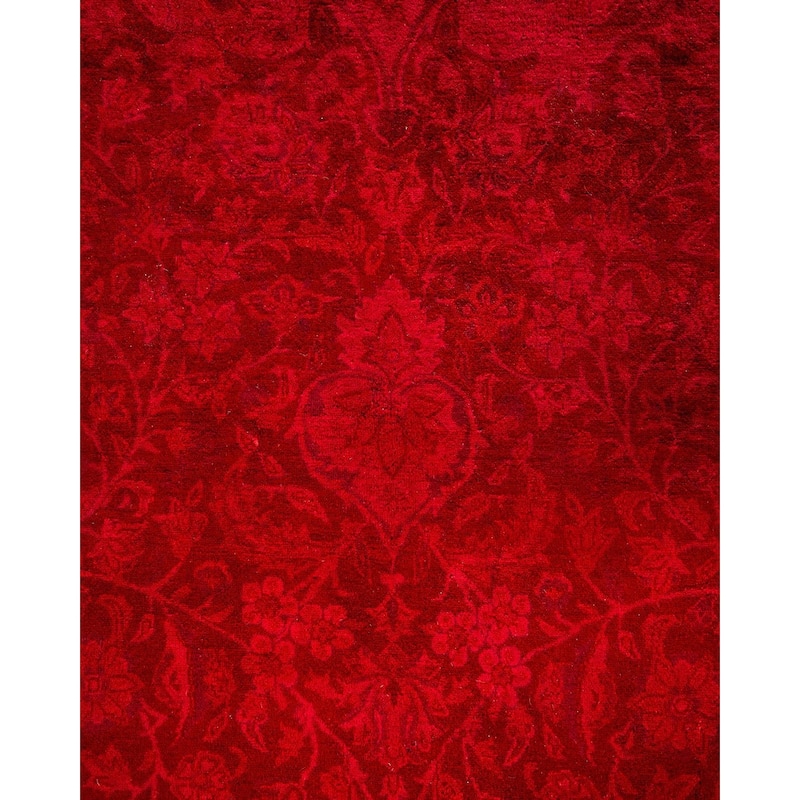 Overton Hand Knotted Wool Vintage Inspired Modern Contemporary Overdyed Pink Area Rug - 9' 0" x 12' 1"