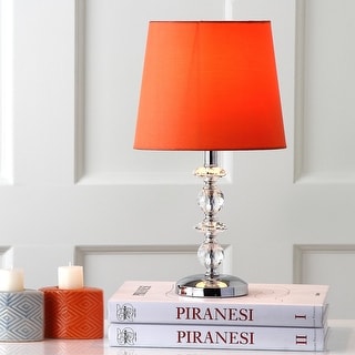 SAFAVIEH Lighting 15-inch Derry Orange Shade Stacked Crystal Orb Table Lamp (Set of 2) - 9"x9"x15"