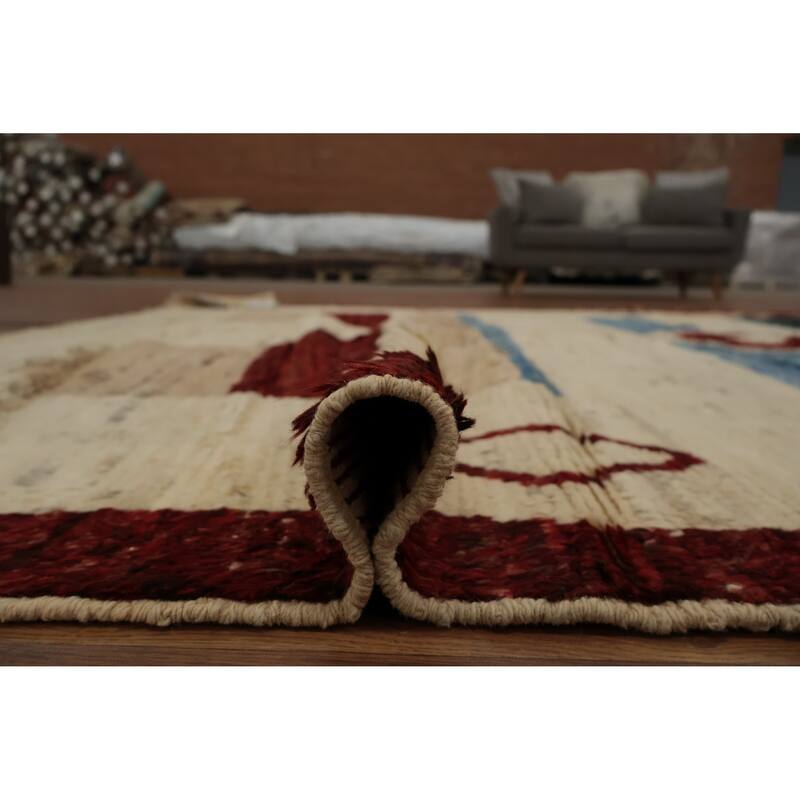 Hand Knotted Oriental 100% Wool Carpet Modern Geometric Beige & Ivories Moroccan Area Rug - 9' 10'' X 8' 3''