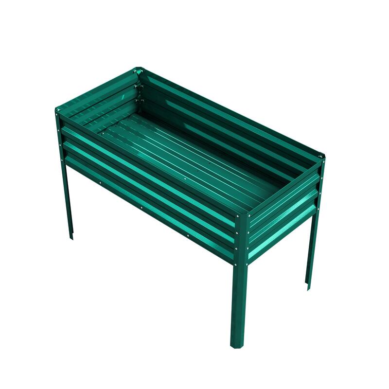 Meyreso 48" x 30" x 20" Galvanized Raised Garden Bed with Legs, Metal Elevated Planter Box, Rust-Resistant, Safety Edging