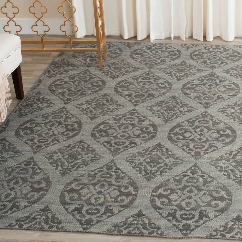 SAFAVIEH Handmade Flatweave Kilim Fadia Wool Rug - 5' x 8' - Grey/Dark Grey