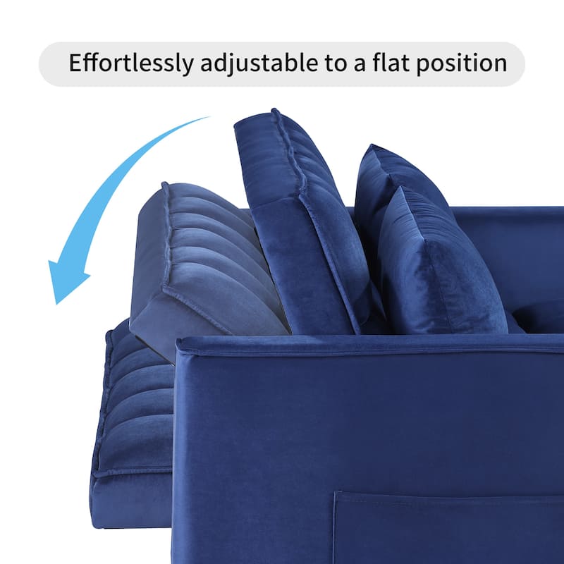 Classic 55" Width Pull Out Tufted Convertible Loveseat Sleeper Sofa Bed - 55"W x 68"L x 20"H