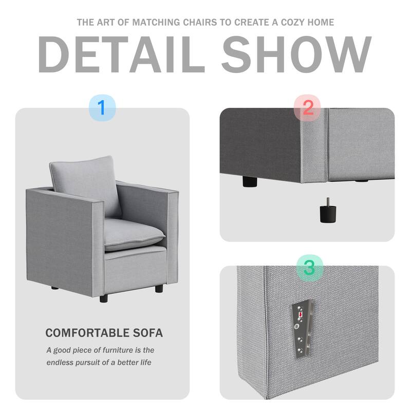 Linen Armchair with Soft Foam Cushion & Modern Frame