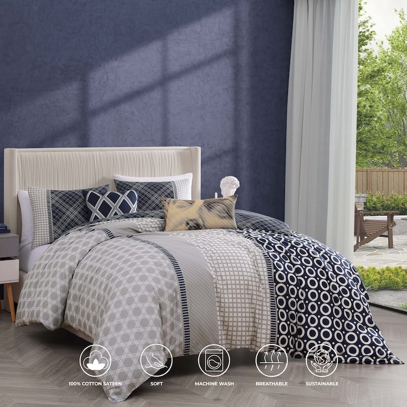 Bebejan Vertigeo 100% Cotton Sateen 5 Piece Reversible Comforter Set