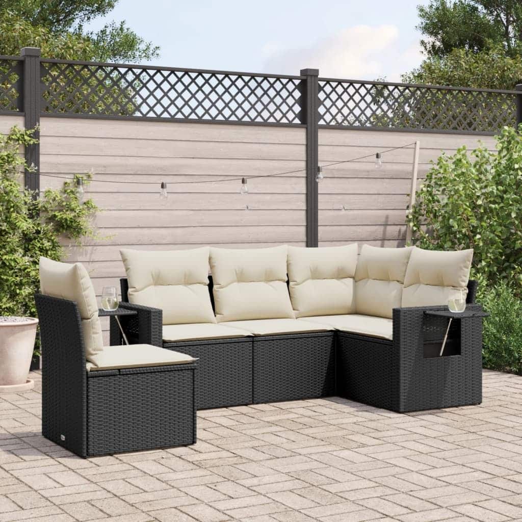 vidaXL Patio Sofa Set with Cushions Outdoor Conversation Furniture Poly Rattan