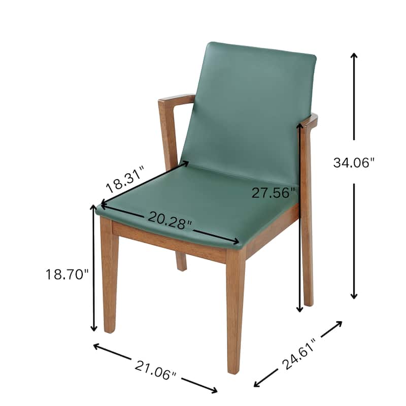 Christopher Knight Home - Mid-Century Modern Upholstered Wood Dining Arm Chairs with Ergonomic Armrests & Backrest, Set of 2