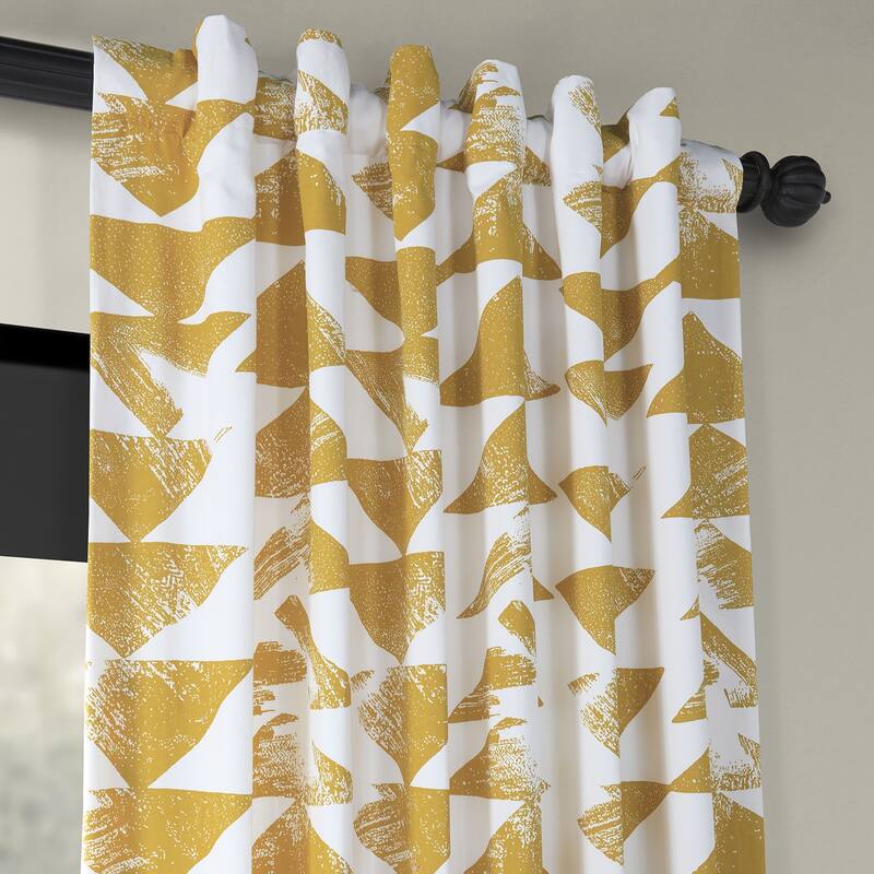 Exclusive Fabrics Triad Geometric Room Darkening Curtains Printed Cotton Twill Curtain (1 Panel)