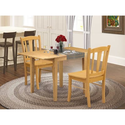 HomeStock 3-Piece Natural Brown Oak Finish Solid Wood Top Dining Table Set
