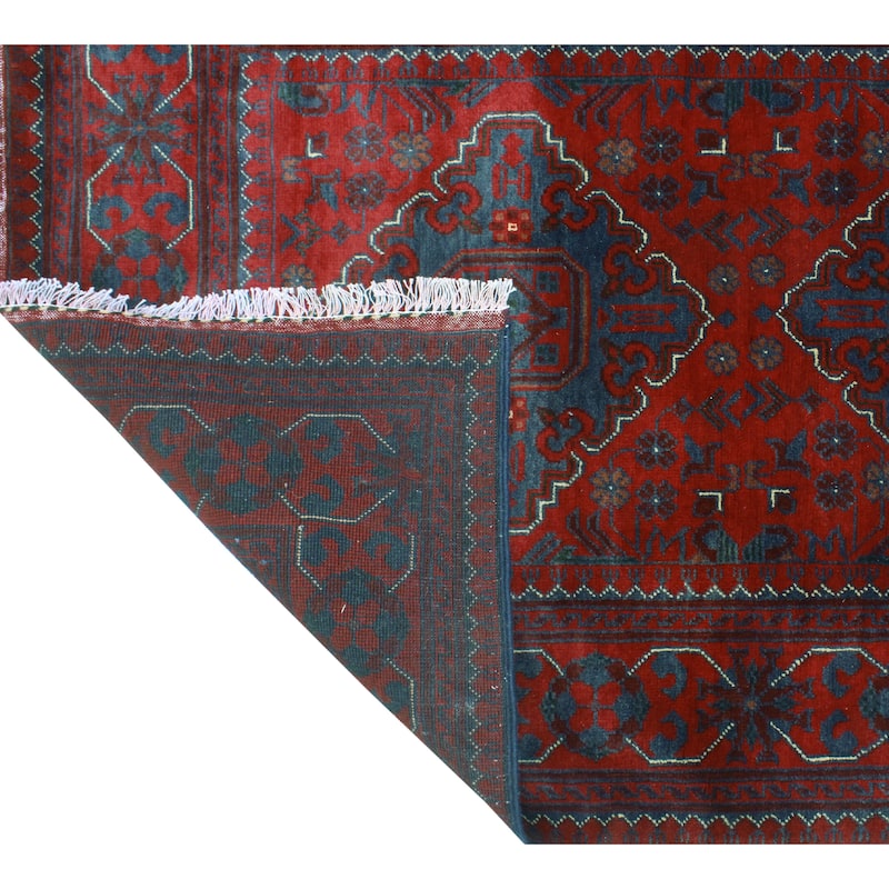 Khamyab Wally Red/Navy Runner - 2'11" x 16'11"