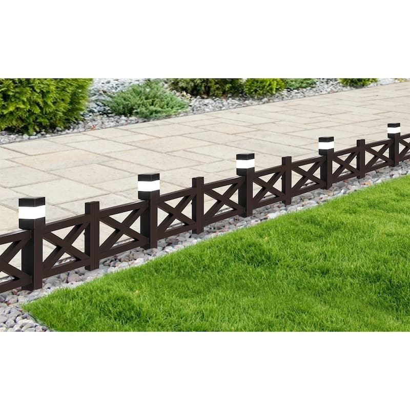 Sunjoy Solar Garden Border Fencing 2A Metal Fence Panel Outdoor Decorative Garden Fences (5-pack)