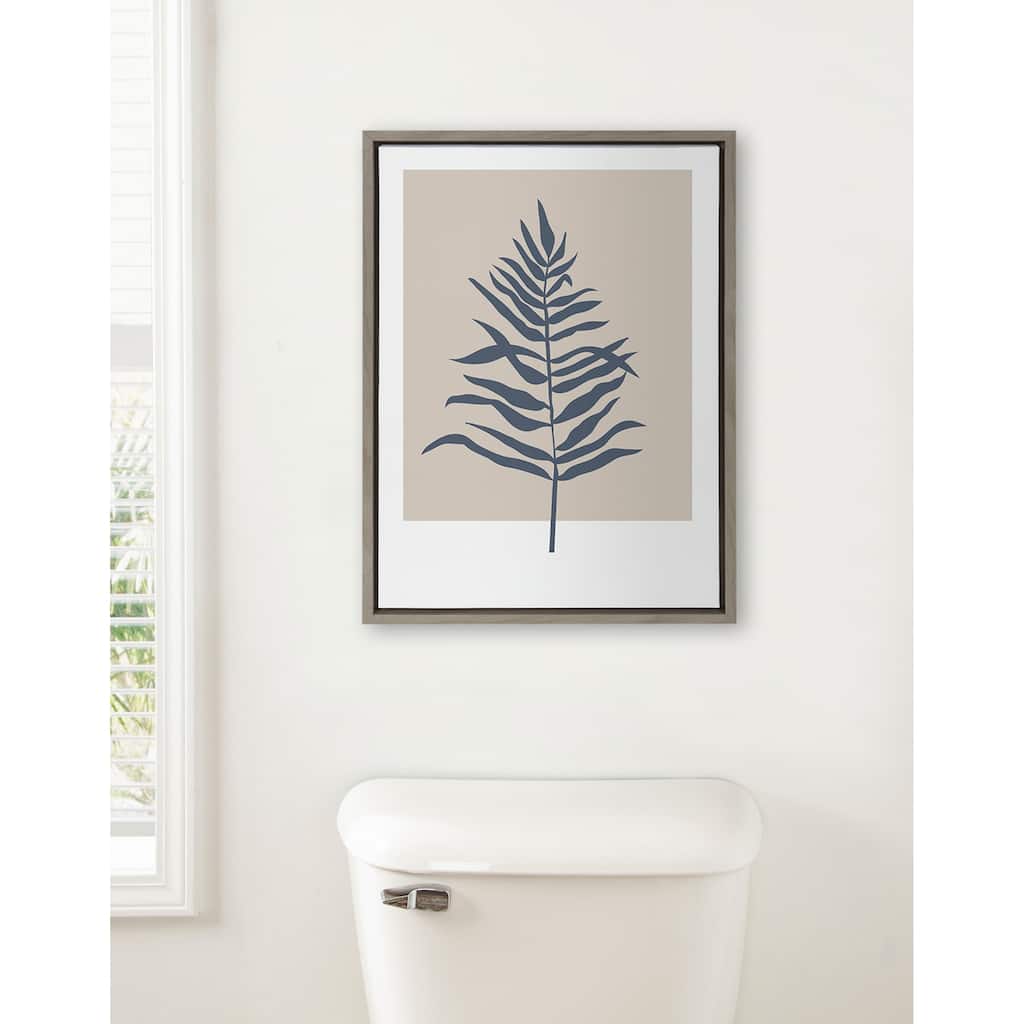 Kate and Laurel Muted Tan Blue Fern Canvas by Creative Bunch Studio