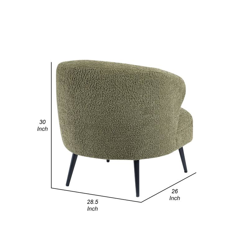 Neda Accent Chair, Soft Sage Green Boucle, Curved Barrel Back