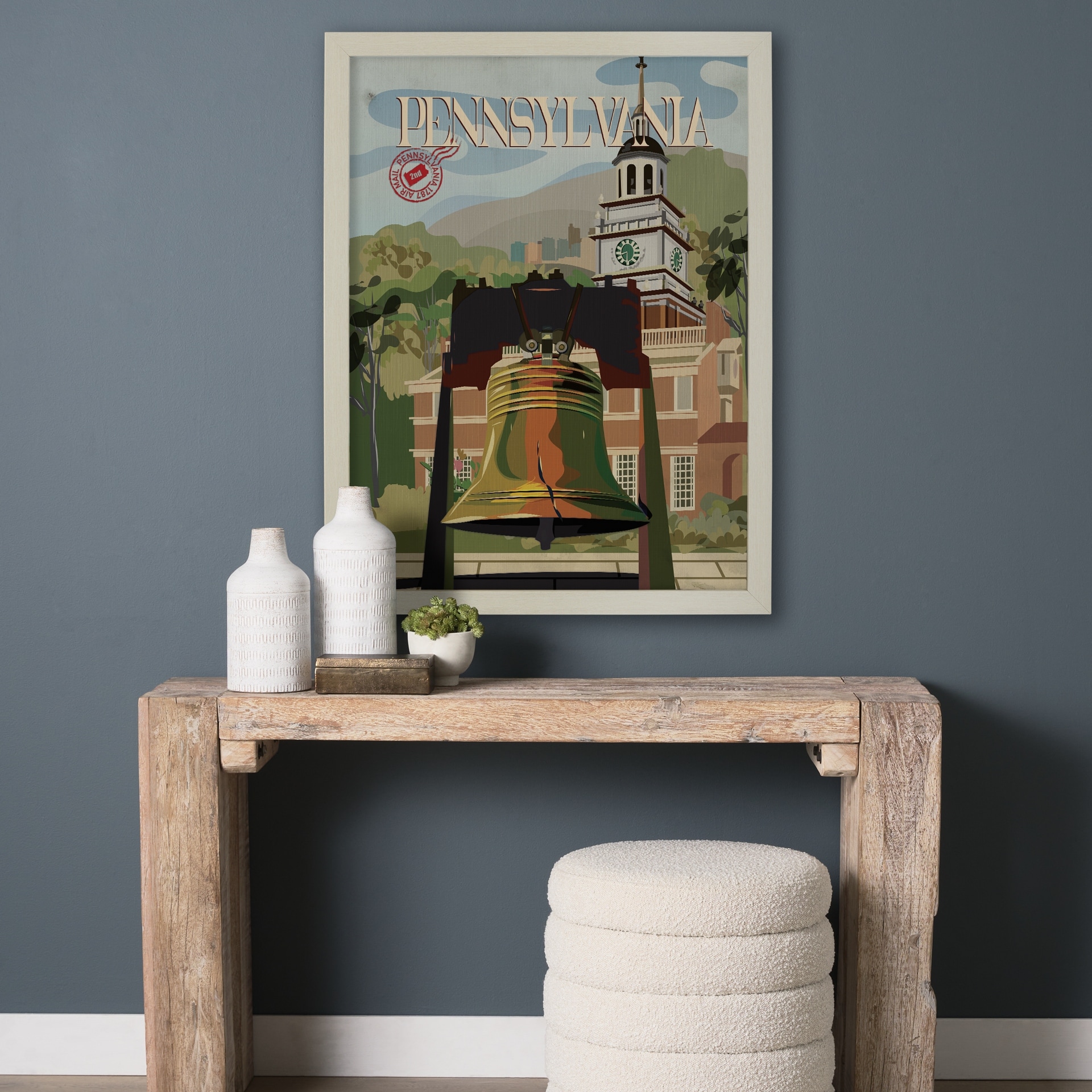 Pennsylvania Go USA by Mercana Studio a Hand Embellished Decograph Framed Art Print