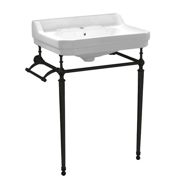 slide 2 of 9, Victoriahaus Bath Console in Matte Black 1 Hole