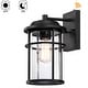 preview thumbnail 2 of 5, 2 Pack 1-Light Black Outdoor Dusk to Dawn Light Cylinder Seeded Glass Shade
