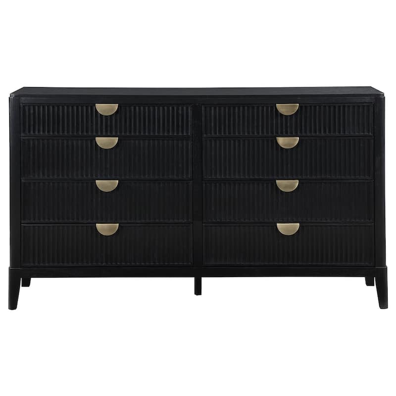 8-Drawer Black Dresser with Sleek Contemporary Look, Wide Smooth Drawers, and Large Bedroom Storage Solution