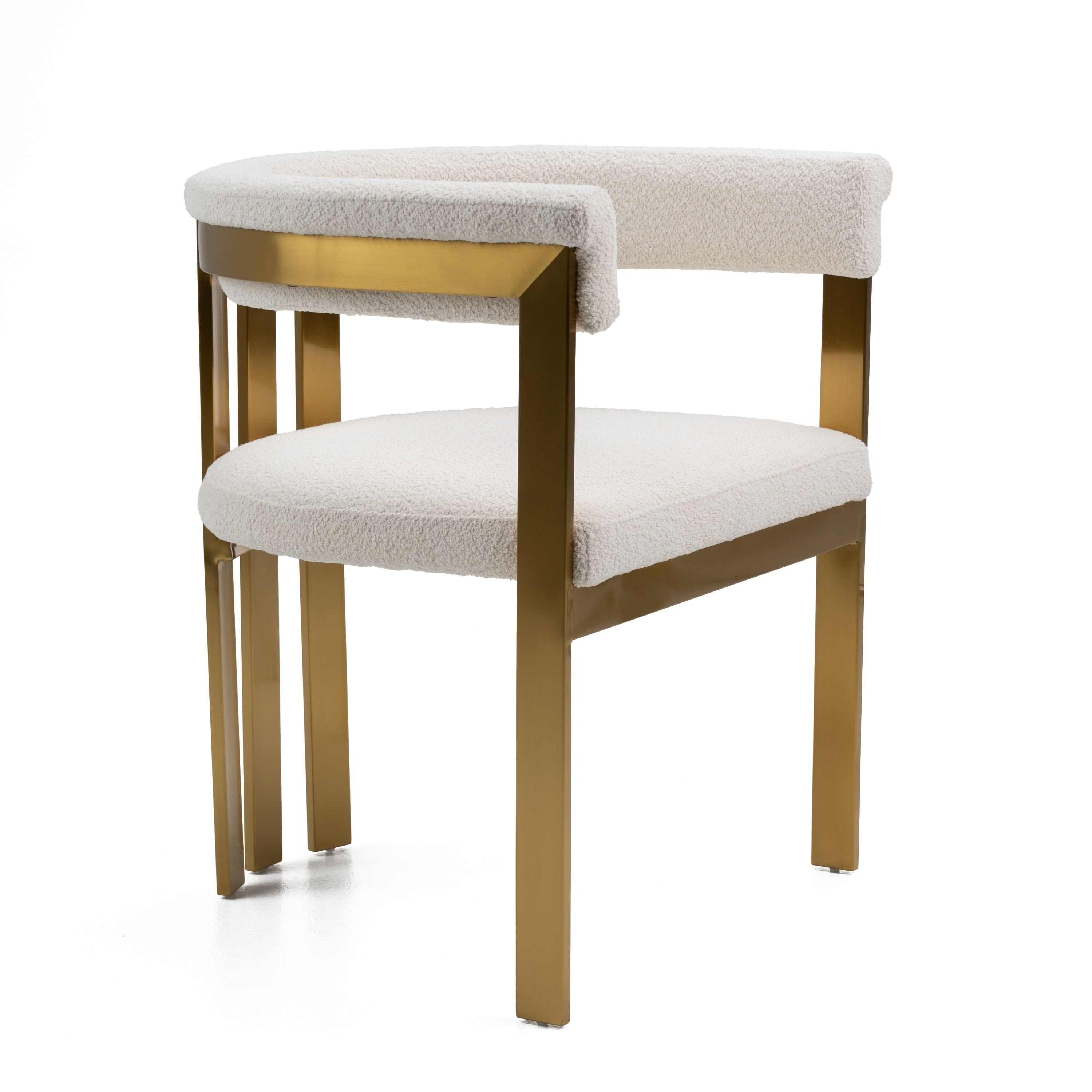 Modrest Pontiac Beige Sherpa & Gold Dining Chair