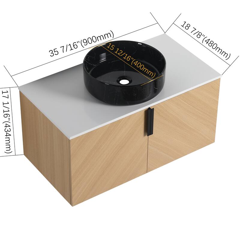 Bathroom Vanity With Sink In 30/36 Inch, Floating Bathroom Vanity With 2 Soft Close Doors