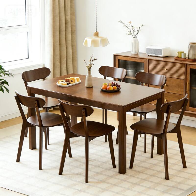 100% Solid Wood Dining Chairs Set of 2, Mid Century Modern Dining Chairs with Curved Backrest, for Dining Room